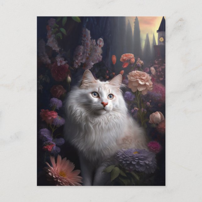 Luna the Turkish Angora Cat Postcard (Front)