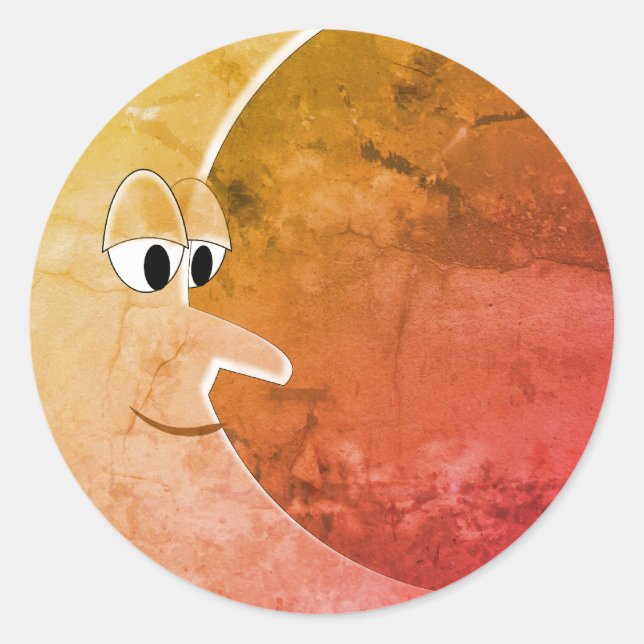 Luna Vintage Moon Drawing Classic Round Sticker (Front)