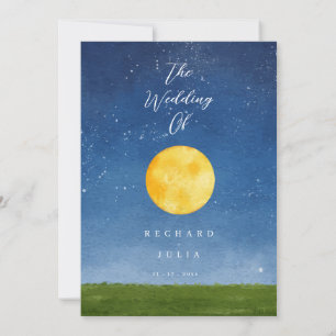 LUNA Wedding Invitation / Watercolor Full Moon