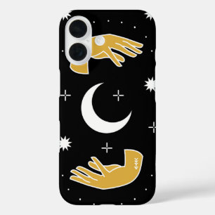 Lunar Balance – Sacred Hands & Crescent Moon iPhone 16 Case