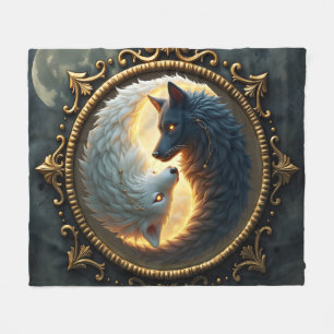 Lunar Balance – Where Shadows Embrace the Light. Fleece Blanket