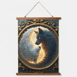 Lunar Balance – Where Shadows Embrace the Light. Hanging Tapestry