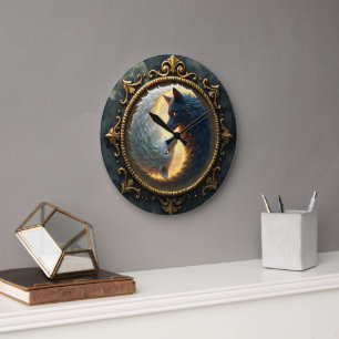 Lunar Balance – Where Shadows Embrace the Light.  Large Clock