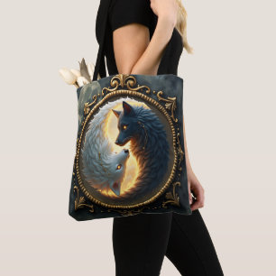Lunar Balance – Where Shadows Embrace the Light.  Tote Bag