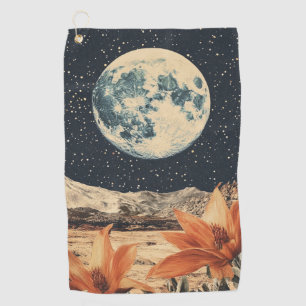 Lunar Bloom Over Sandy Peaks Golf Towel