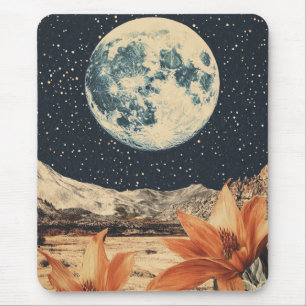 Lunar Bloom Over Sandy Peaks Mouse Mat