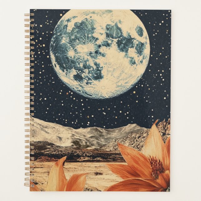 Lunar Bloom Over Sandy Peaks Planner (Front)