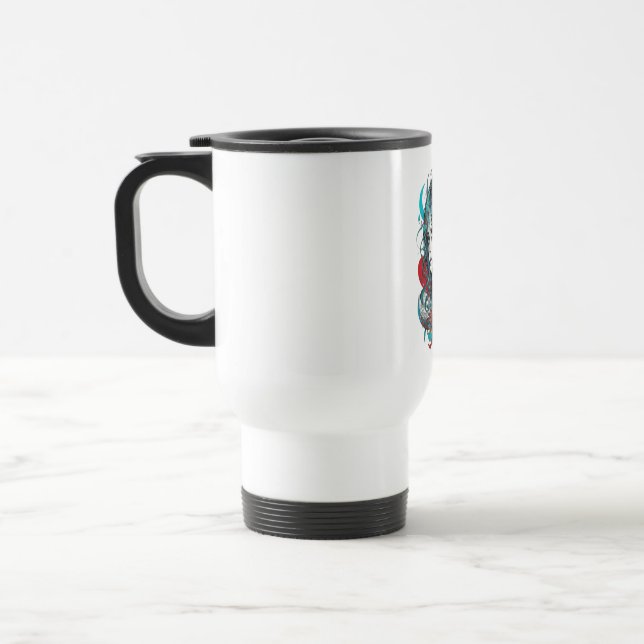 Lunar Blossom Reverie Turquoise Moonchild Crimson  Travel Mug (Left)