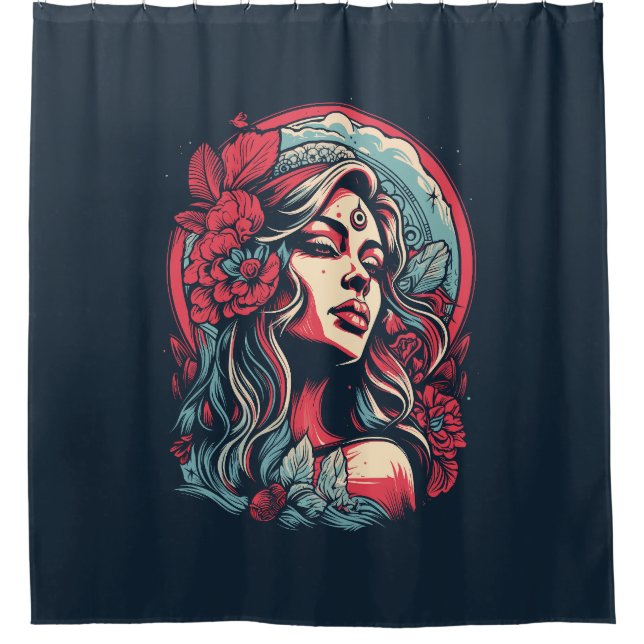Lunar Blossom Shower Curtain (Front)