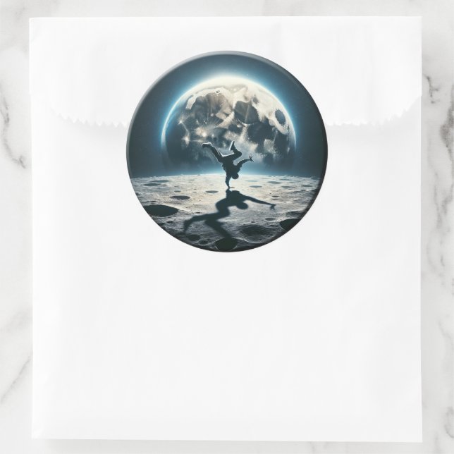 Lunar Breakdance – Street Style in Space Classic Round Sticker (Bag)