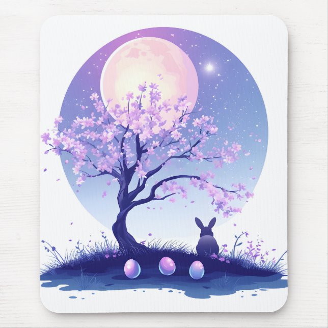 Lunar Bunny Night Mouse Mat (Front)