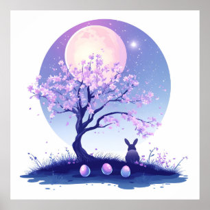 Lunar Bunny Night Poster