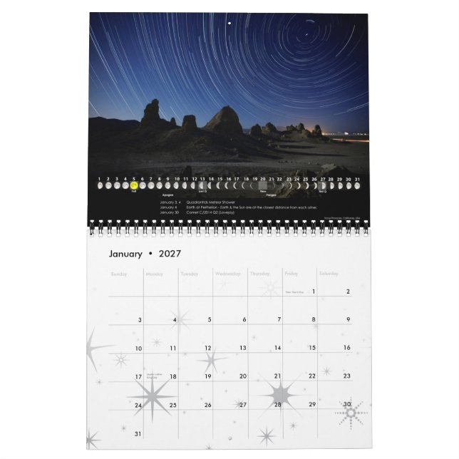 Lunar Calendar 2015 Astronomy Wall Calendar B (Jan 2027)