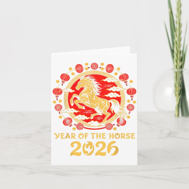 Lunar Chinese New Year 2026 Year Of The Horse Zodi Card (Front)