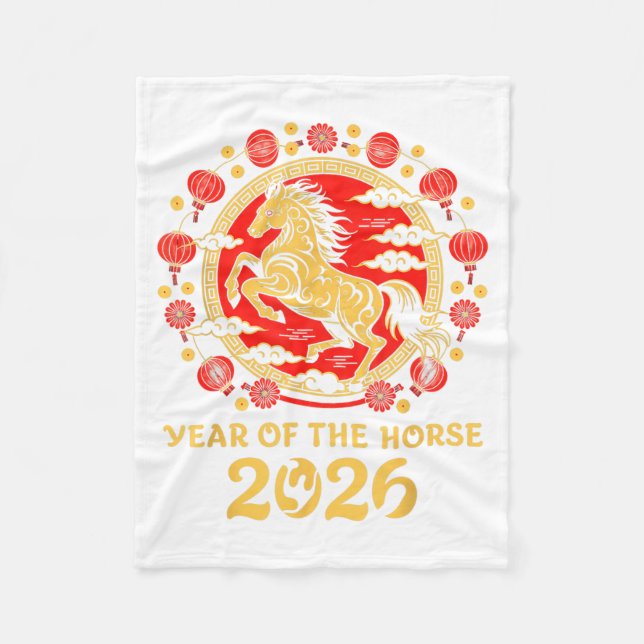 Lunar Chinese New Year 2026 Year Of The Horse Zodi Fleece Blanket (Front)