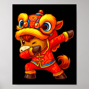 Lunar Chinese New Year of The Horse Funny Dabbing Poster