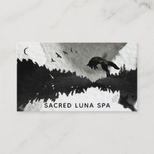 *~* Lunar Cosmic Moon Fox Leaping Pine Trees Business Card