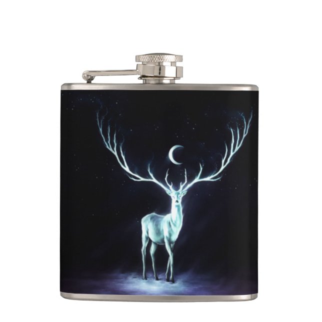 Lunar Deer Magical Protector Hip Flask (Front)