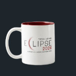 Lunar Eclipse 2026 Custom Location Commemorative Two-Tone Coffee Mug<br><div class="desc">Custom total lunar eclipse 2026 mugs make a striking and meaningful gift for astronomy lovers, science enthusiasts, and eclipse event hosts. Designed with a sleek, modern aesthetic in a bold black and deep red color palette, this personalized mug commemorates the March 2–3, 2026 total lunar eclipse with a clean, professional...</div>