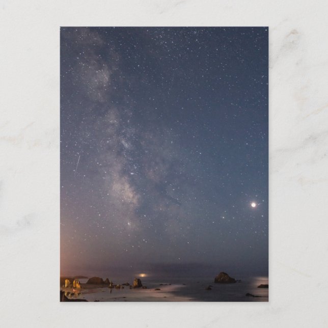 Lunar Eclipse & Milky Way | Bandon Beach Oregon Postcard (Front)