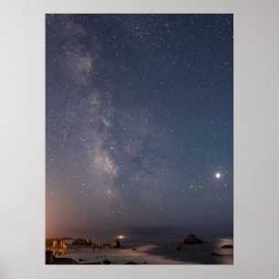 Lunar Eclipse & Milky Way   Bandon Beach Oregon Poster