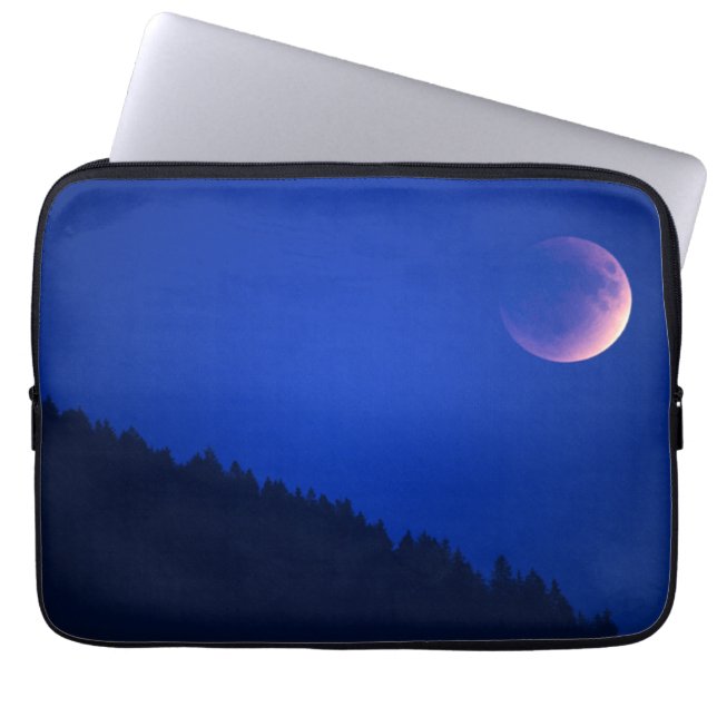 Lunar Eclipse Over Forest | Zug, Switzerland Laptop Sleeve (Front)