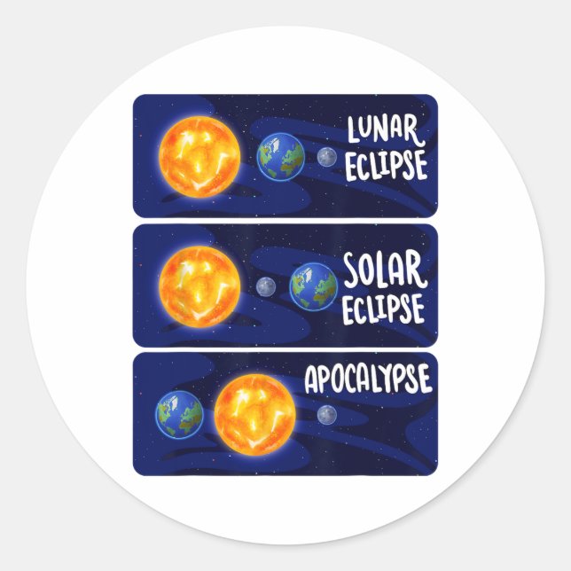 Lunar Eclipse Solar Apocalypse Astrology Science M Classic Round Sticker (Front)