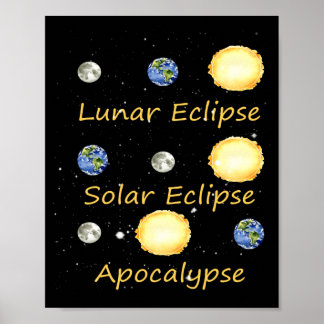 Lunar Eclipse Solar Eclipse And Apocalypse Funny Poster