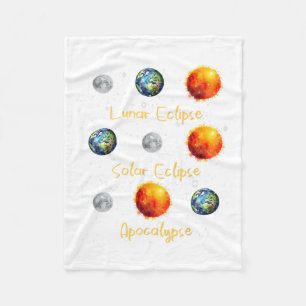 Lunar Eclipse Solar Eclipse And Apocalypse Funny S Fleece Blanket