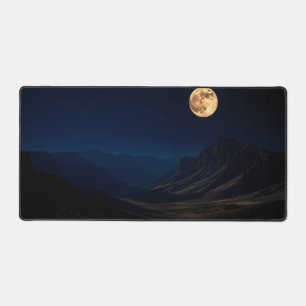 Lunar Glow Desk Mat – Full Moon Over Tranquil Moun
