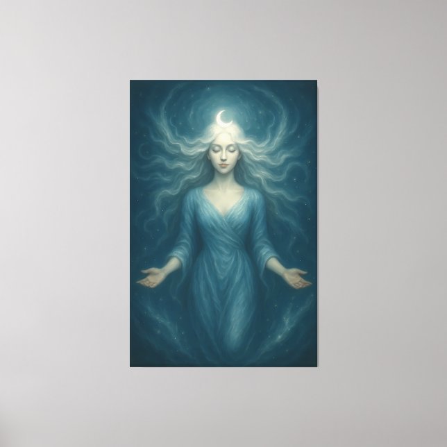  Lunar Goddess of Tranquil Light – Celestial Moon  Canvas Print (Front)