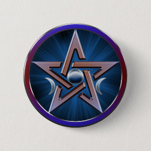 Lunar Goddess Pentagram Button
