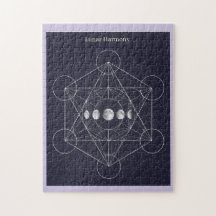 Lunar Harmony Monochrome Art Jigsaw Puzzle