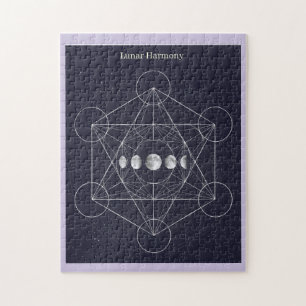 Lunar Harmony Monochrome Art Jigsaw Puzzle