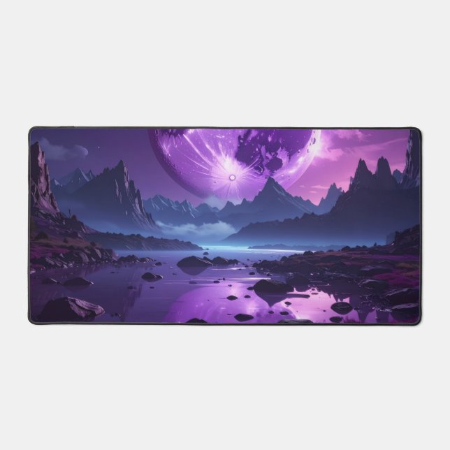 🌌 Lunar Horizon – Purple Moon Desk Mat (Front)