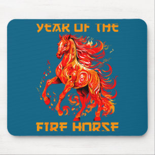 lunar horse fire year yea new chinese happy Laugh Mouse Mat