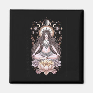 Lunar Lotus Meditation Priestess Moon Phases Stars Magnet