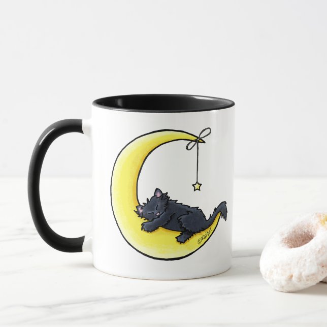 Lunar Love Black Cat Two-Tone Coffee Mug (With Donut)