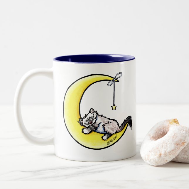 Lunar Love Ragdoll Cat Two-Tone Coffee Mug (With Donut)
