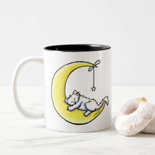 Lunar Love White Cat Two-Tone Coffee Mug