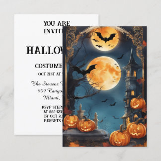 Lunar Lure: Customise Your Enchanted Halloween Inv Invitation
