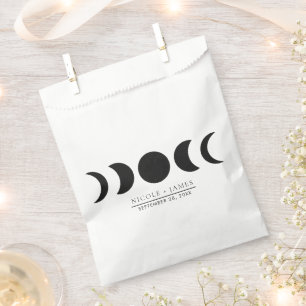 Lunar Luxe Black & Cream Moon Phase Wedding  Favour Bags