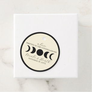 Lunar Luxe Black & Cream Moon Phase Wedding Favour Tags