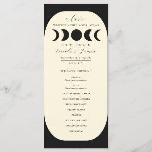 Lunar Luxe Black Cream Moon Phase Wedding Program Menu