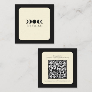 Lunar Luxe Black & Cream Moon Phase Wedding  Square Business Card