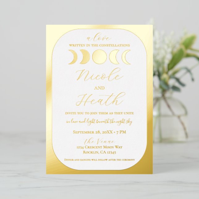 Lunar Luxe Real Gold Foil Moon Phase Wedding  (Standing Front)