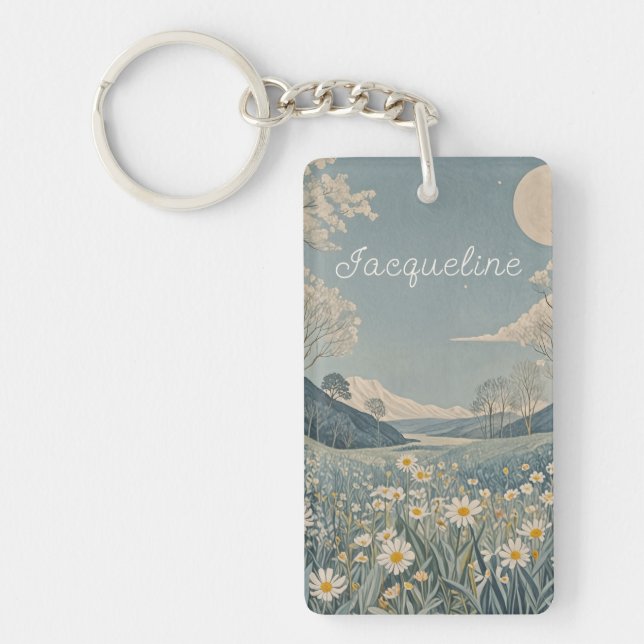 Lunar Meadow Personalised  Key Ring (Front)