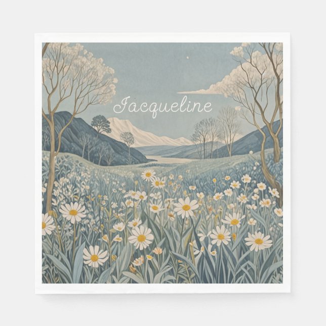 Lunar Meadow Personalised  Napkin (Front)