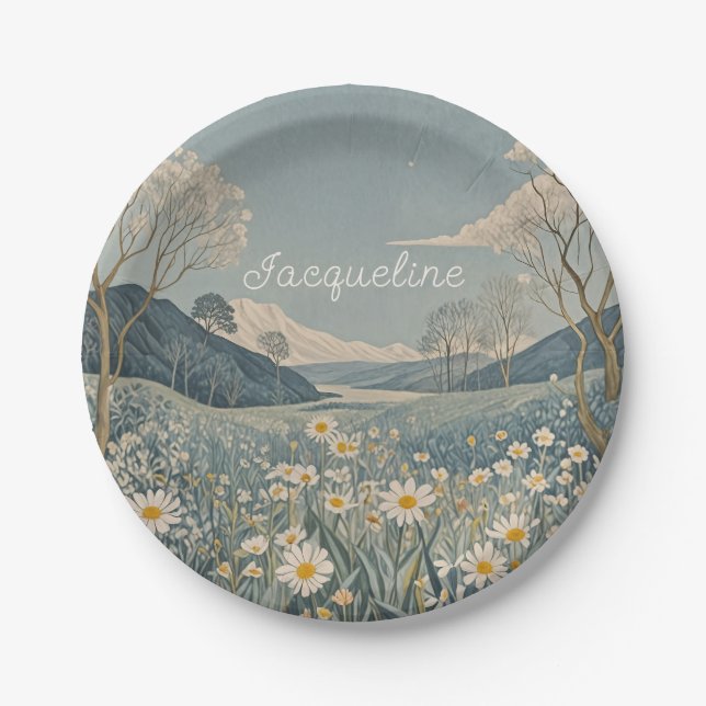 Lunar Meadow Personalised  Paper Plate (Front)