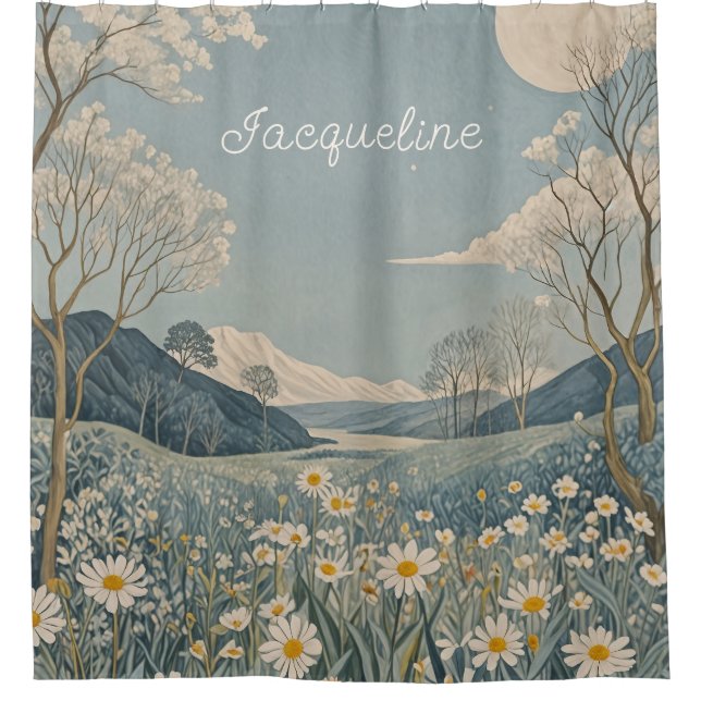 Lunar Meadow Personalised  Shower Curtain (Front)